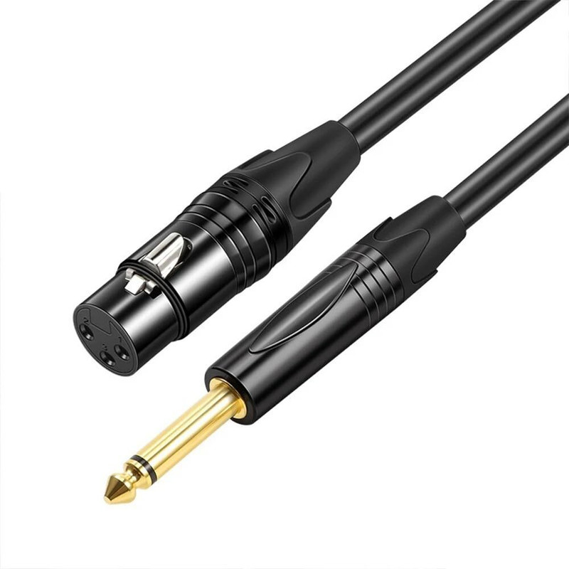 SOUVENIR XLR Cable XLR Female to 1/4 inch (6.35mm) TS Mono Jack Microphone Cable Straight XLR Patch Cable(3 m in Length)