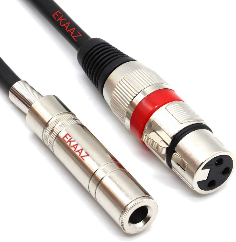 EKAAZ XLR Female to 1/4" TS Mono Female Stereo Audio Cable Straight XLR Patch Cable(5 m in Length)