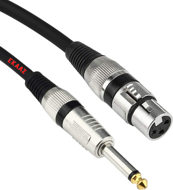 EKAAZ Microphone Cable 10 Meter/32ft Xlr Cable XLR Female to 6.3mm / TS / P-38 Single Angled XLR Patch Cable(10 m in Length)