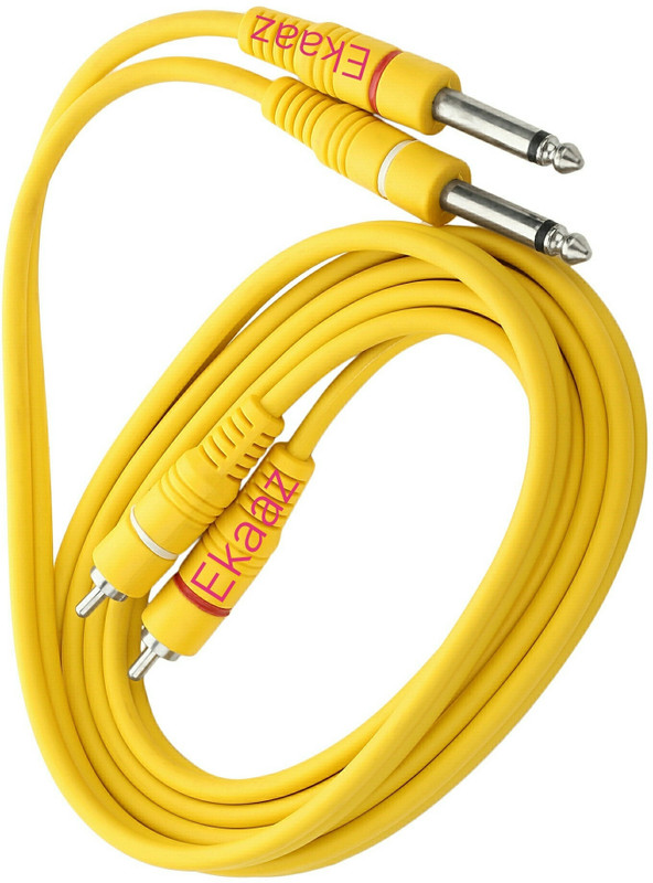 EKAAZ Dual Mono to Dual RCA Cable - Enhance Your Audio Experience! Double Angled TS Patch Cable(1.8 cm in Length)