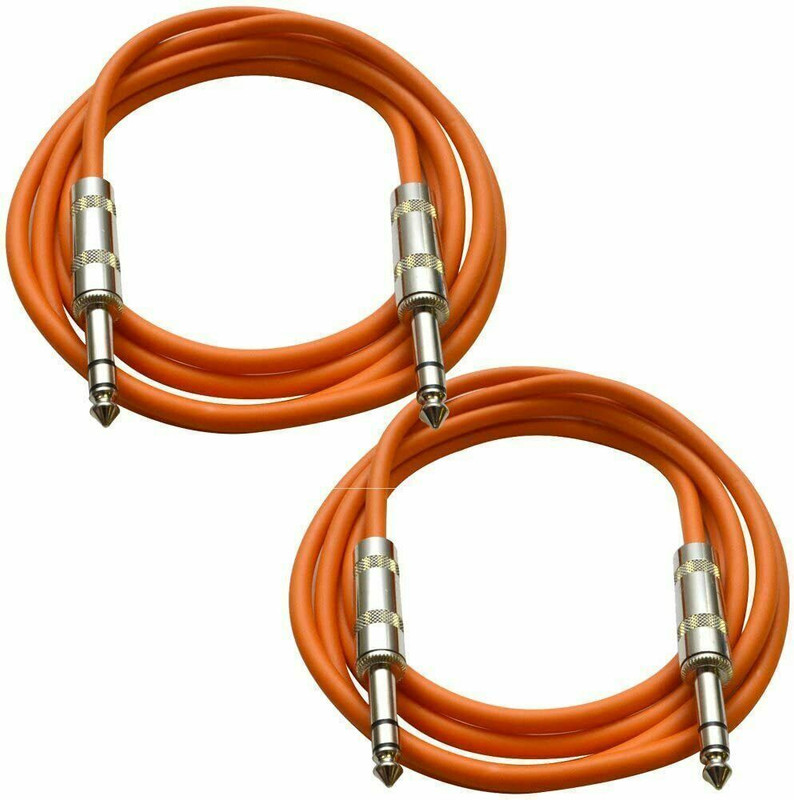 MORTAS (PACK OF2) Guitar,Instrument 6.35mm Mono Jack Male To 6.35 mm Male 1/4"Balanced Double Angled TRS Patch Cable(1.5 m in Length)