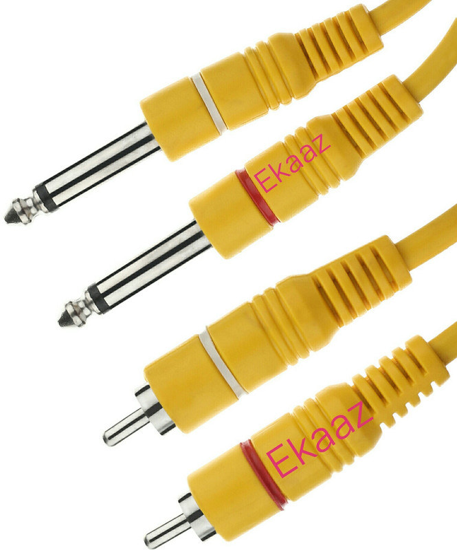 EKAAZ TV-out Cable 2RCA to 1/4 Cable, Quarter inch TRS Jack to RCA(Yellow, For TV, 5 m)