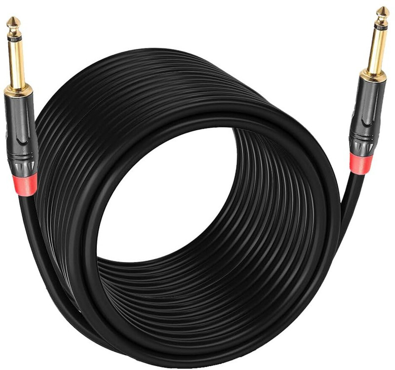 IMAGINEA 15M Guitar Cable 6.35mm Jack Electric Guitar Mono to Mono Amplifier Mic Wire Double Angled TS Patch Cable(15 m in Length)