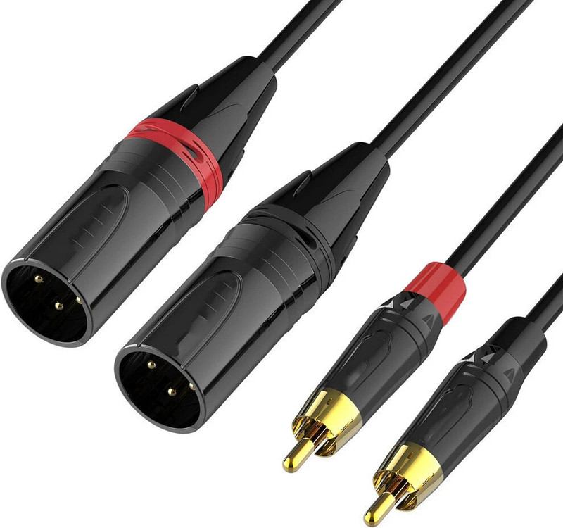 AMG Music XLR Cable, Dual XLR Male to Dual RCA Male Cable HiFi Audio Cable for Amplifier Straight XLR Patch Cable(3 m in Length)