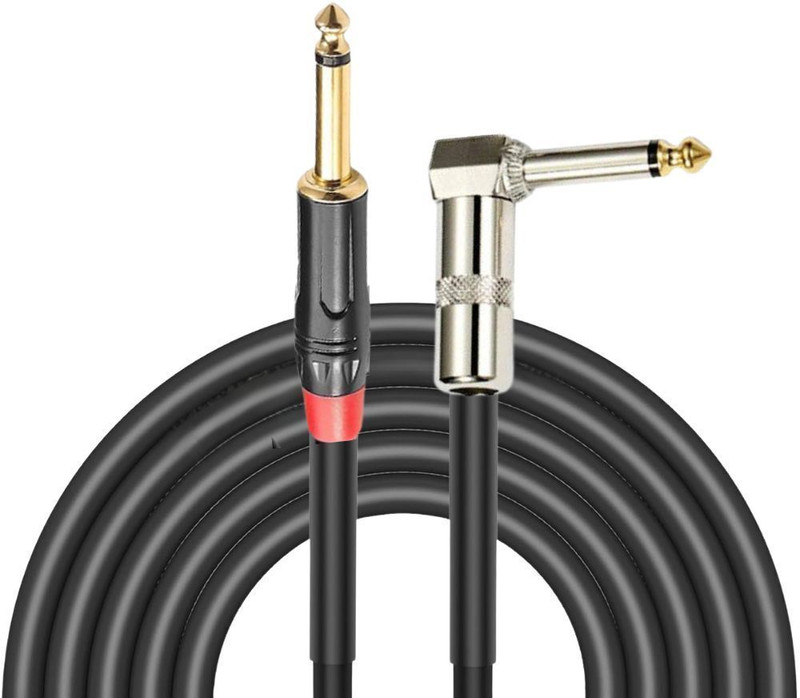 Urban Infotech 6.35 mm Mono Guitar Cable Right Angle to Straight Gold Plated Audio Lead Straight TS Patch Cable(3 m in Length)