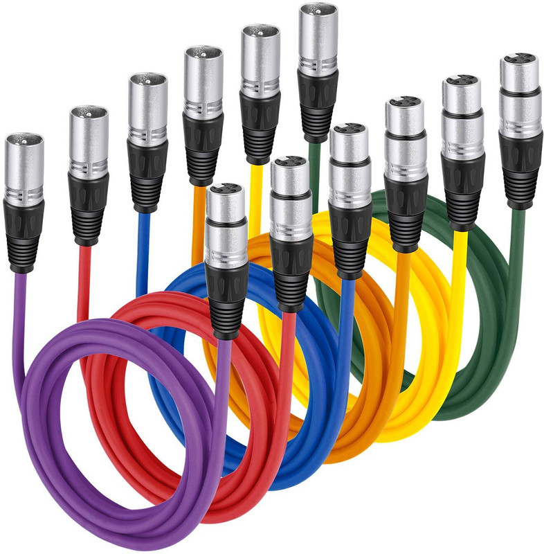 GoodsBazaar 6 x 1.5 mtr Set 3 Pin XLR Male to XLR Female Microphone Cable Audio Mixer Guitar Straight XLR Patch Cable(150 cm in Length)