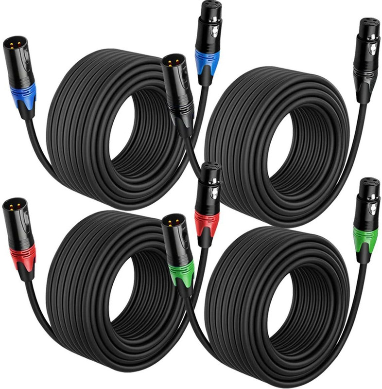 AMG Music 6 Qty 10 Feet XLR Male to Female XLR Cable for Microphone Mixer DJ Light Straight XLR Patch Cable(3 m in Length)