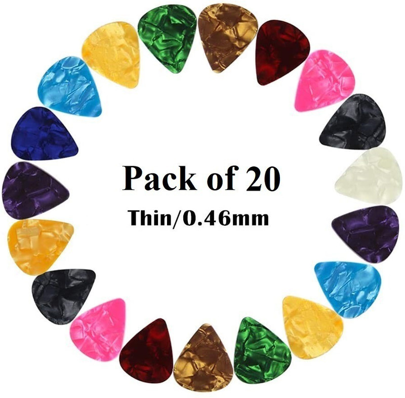 TechBlaze 20 PCs Guitar Picks Plectrums Smooth Nylon Material Stylish Colorful Celluloid Guitar Picks Plectrums for Acoustic Guitar Electric Guitar Bass Ukulele Guitar Pick(Pack of 20)
