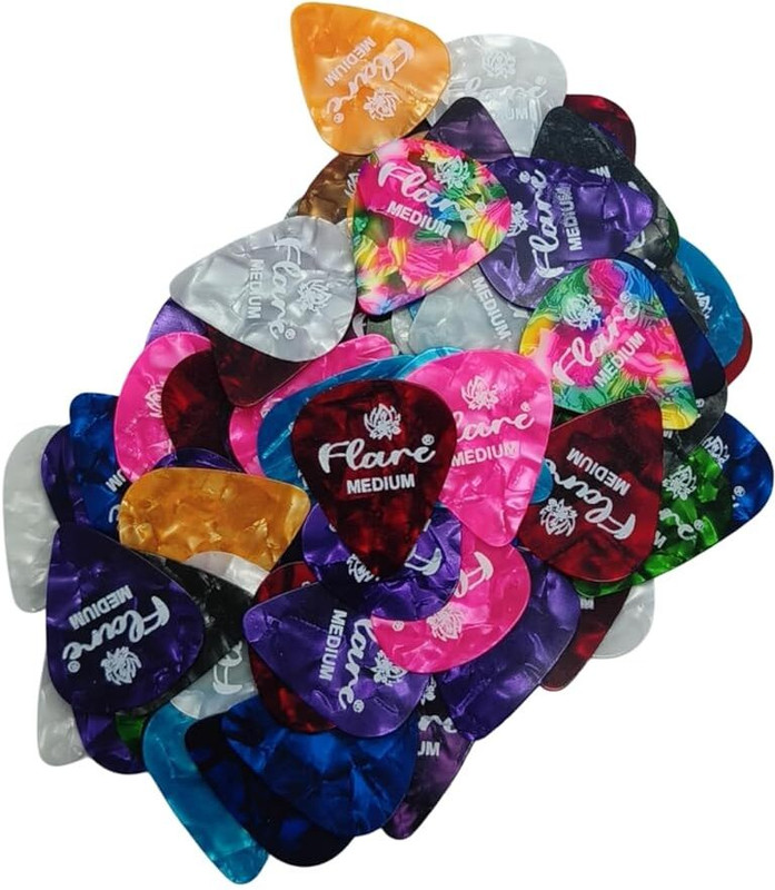 Flare Guitar Picks Ukulele Strumming Picks 0.46mm, Pack of 100, Multicolor Guitar Pick(Pack of 100)
