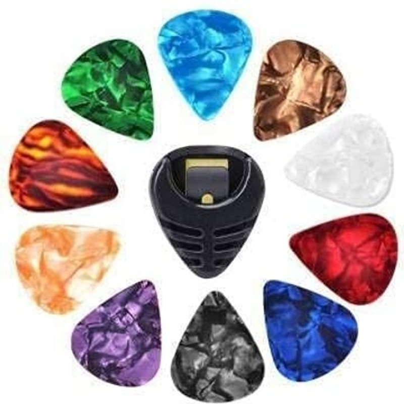 IMAGINEA Guitar Pick Holder & 10 Pcs Guitar Picks - Suitable for Acoustic, Electric, Bass Guitar Pick(Pack of 10)