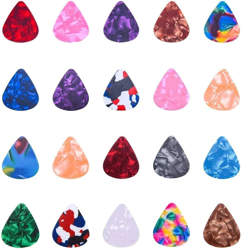 TechBlaze 20 PCs Guitar Picks Plectrums Smooth Nylon Material Stylish Colorful Celluloid Guitar Picks Plectrums for Acoustic Guitar Electric Guitar Bass Ukulele Guitar Pick(Pack of 20)