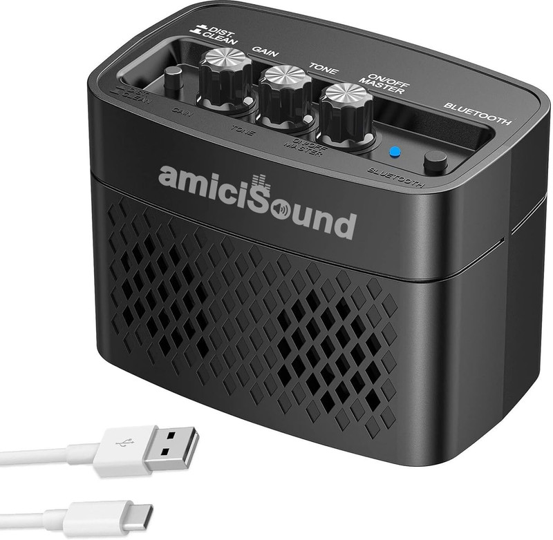 AMICIKART AROMA Mini Portable 3W Guitar Amp/Amplifier Recorder/Speaker with USB Cable to Recharge Guitar Processor