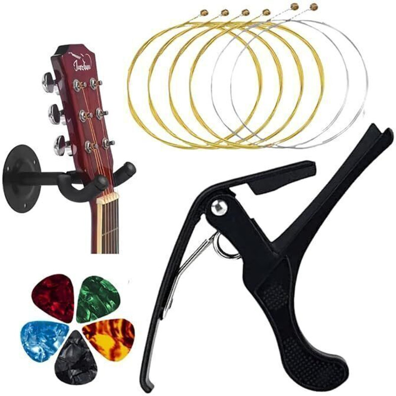 Urban Infotech Guitar Stand Wall Hangers with Picks ,strings and capo Hanger Hanger(Used for: Acoustic Guitar)