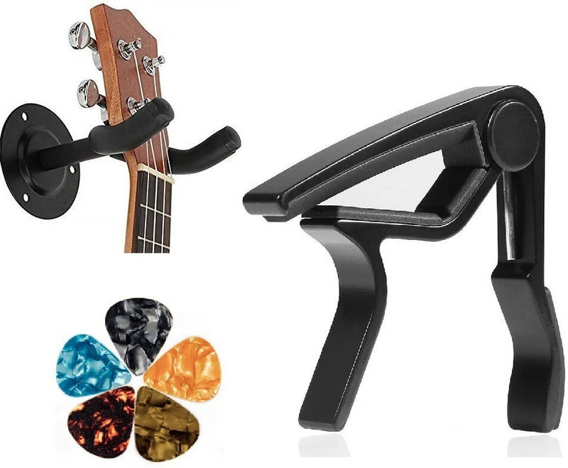 AMG Music Guitar Stand and Capo Combo, Wall Mounted Guitar Hanging Stand Cluck Display Bracket Hanger Hook Holder Stand Capo for Bass Electric Acoustic Guitar Bass Guitars & Violins Hanger Hanger Hanger(Used for: Acoustic Guitar)