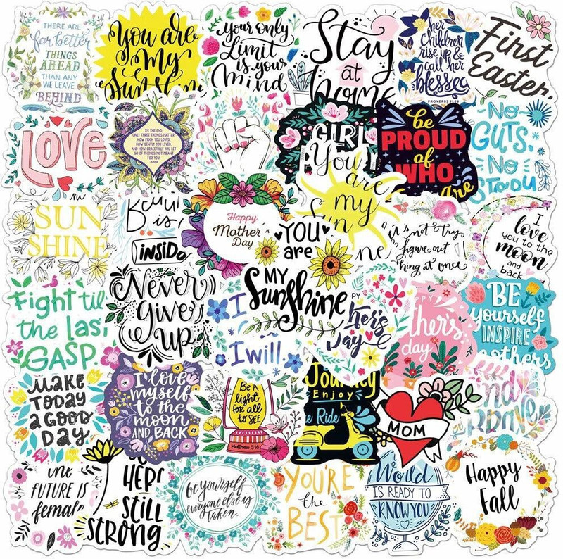 IDREAM Self-Adhesive Glossy Motivational Inspiring Quotes Stickers Car DIY Suitcase Laptop Bicycle Helmet Waterproof Sticker (3 to 8 cm) - Set of 50 Guitar Sticker(Vinyl 50)