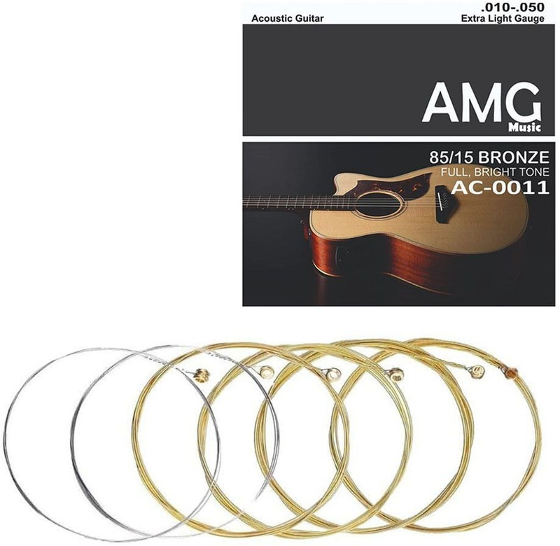 AMG Music Acoustic Guitar String Set of 6 Light Stainless Steal String for Acoustic Guitar Guitar String(6 Strings)