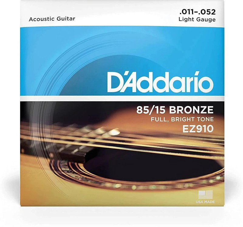D'ADDARIO Acoustic Bronze Acoustic Guitar Strings_{.011-.052_Light Gauge}85/15 FULL BRIGHT TONE Guitar String(6 Strings)