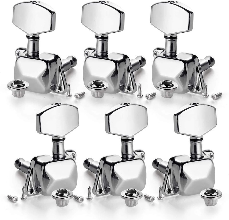 IMAGINEA Acoustic Guitar Keys for Acoustic Guitar Chrome Tuning Pegs 3L+3R Machine Heads Knobs Guitar String(6 Strings)