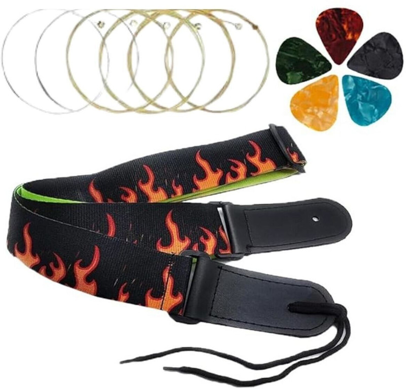 Urban Infotech Acoustic Guitar Strap Belt for Acoustic & Electric Guitar Adjustable Buckle Guitar Strap Guitar String(6 Strings)