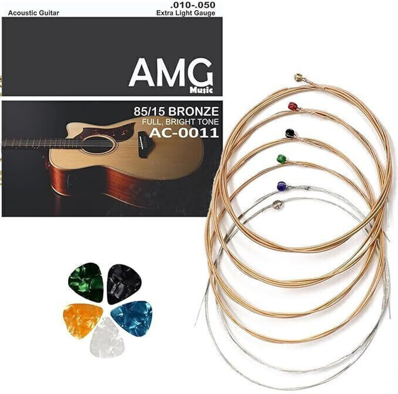 Urban Infotech Acoustic Acoustic Guitar String set with String winder and Colorful Picks Guitar String(6 Strings)