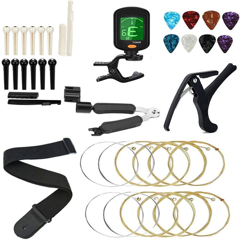 Mocking Bird Acoustic Guitar Strings Set with Guitar Capo and Other Guitar Accessries Combo Pack Guitar String(6 Strings)