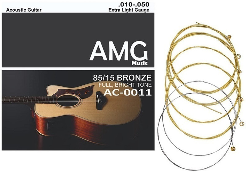AMG Music Acoustic Pack Of 2 Guitar String for Acoustic Guitar Light Stainless Steel String Set 6 WITH NORMAL BRIGHT TONE Guitar String For Acoustic Guitar Guitar String Set ( Set of 6 ) Guitar String(Pack of 2, 6 Strings)