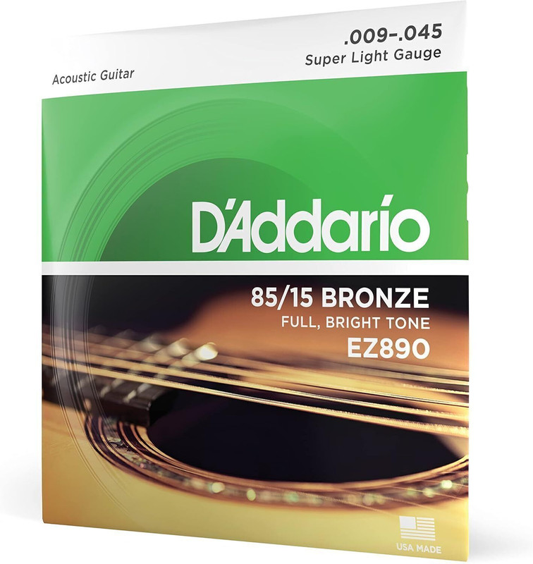 VUSTICA Acoustic D'Addario EZ890 Extra Super Light Acoustic Guitar Strings with Crisp Bright Tone Guitar String(Pack of 6, 6 Strings)