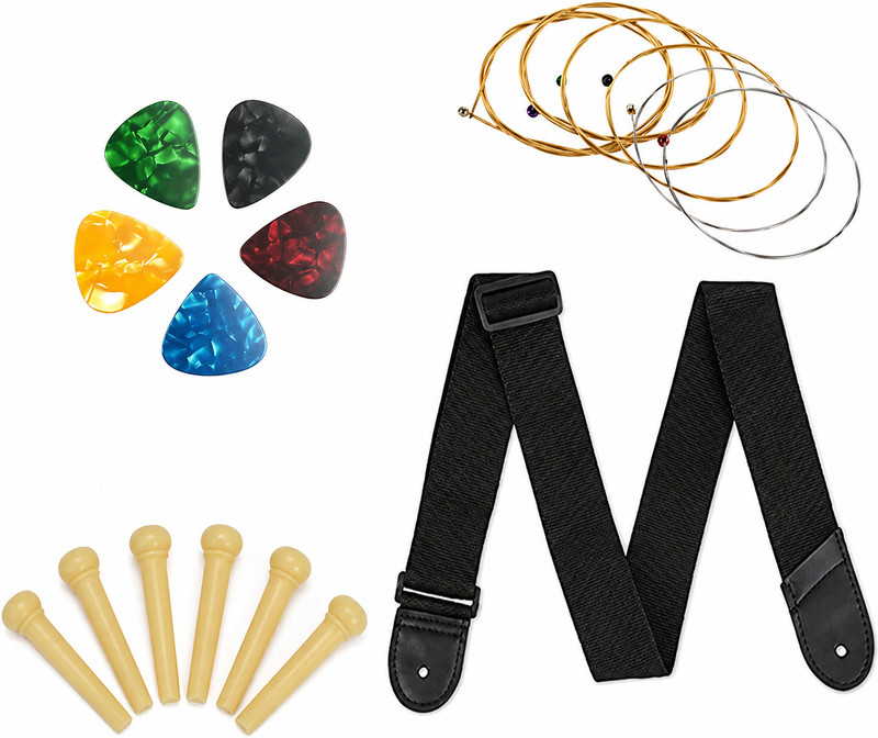 Mocking Bird Acoustic Guitar String Set Of 6 with Guitar Bridge Pins& 5picks for Acoustic Guitar Guitar String(Pack of 3, 6 Strings)