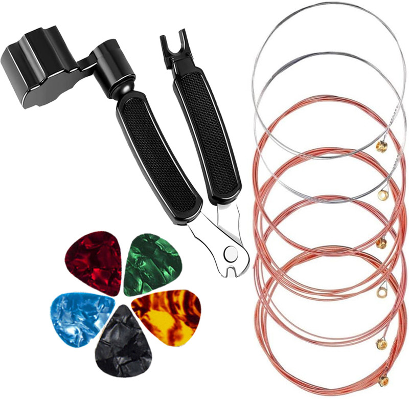 IMAGINEA Acoustic Guitar Strings with Winder 3-in-1 multi tool String Winder, Bridge Pin Puller Guitar String(6 Strings)