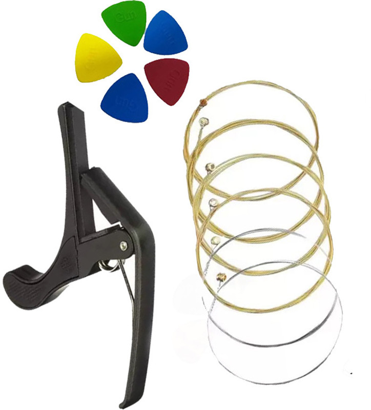 BEATBOX Acoustic KARUNA STRING WITH BLACK CAPO AND 5 PICKS MDLA13 Guitar String(6 Strings)