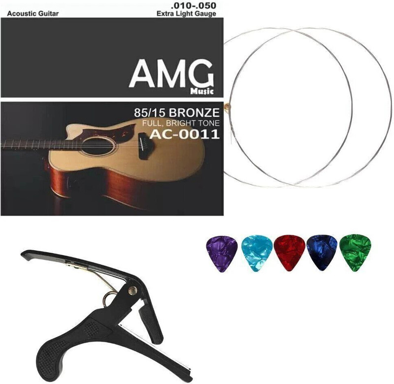AMG Music Acoustic Guitar E Strings Well Balanced Light Rust Prevent Guitar String E 1st for Guitar Guitar String(Pack of 3, 2 Strings)