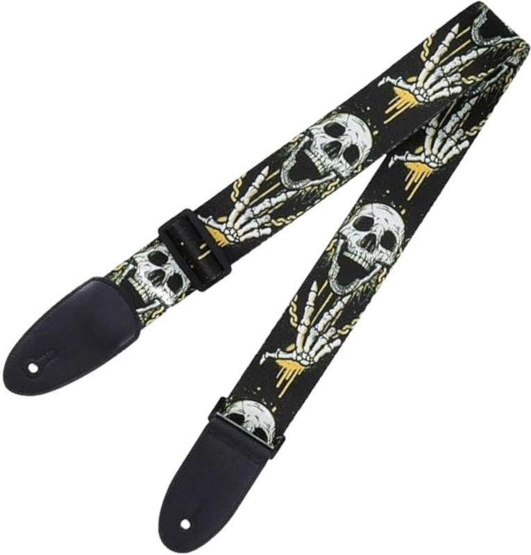 Urban Infotech Acoustic Guitar Strap with 5 Picks Printed Polyester Adjustable Wide Strap for Guitar. Guitar String(6 Strings)
