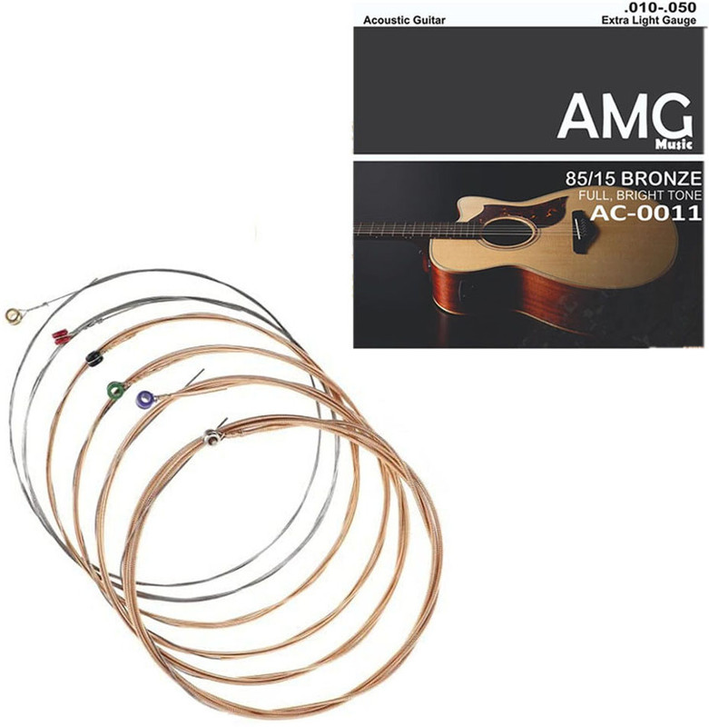 Mocking Bird Acoustic Extra Light Copper Wound Acoustic Guitar Strings Set Guitar String(Pack of 6, 6 Strings)
