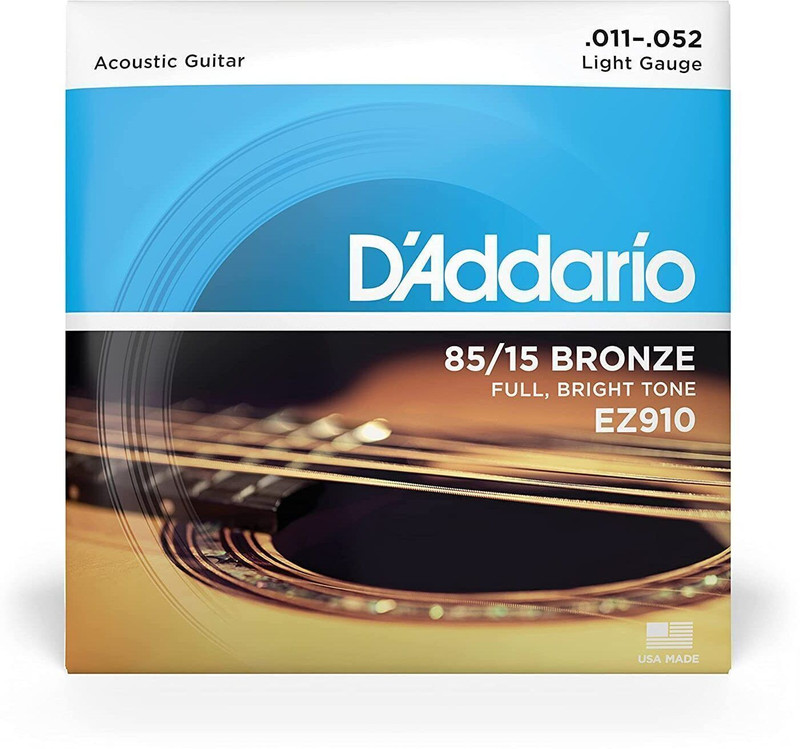 TAUDI Acoustic D'Addario EZ910 85/15 Bronze Guitar Strings Set Acoustic - Light Gauge .011-.052 Guitar String(6 Strings)