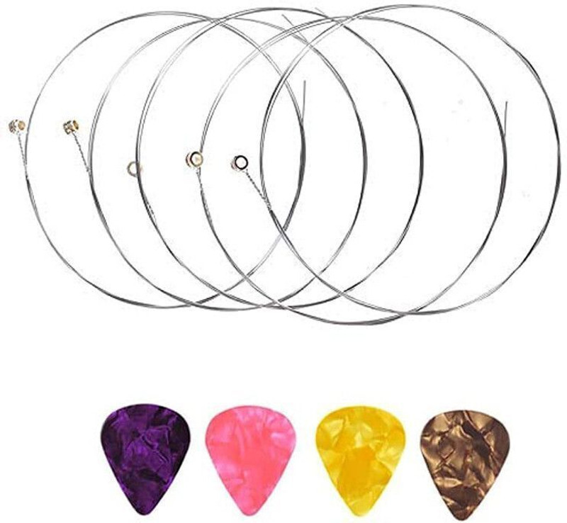 Mocking Bird Acoustic Guitar Stainless Steal String Set with Saddle Set & Picks for Acoustic Guitar Guitar String(6 Strings)