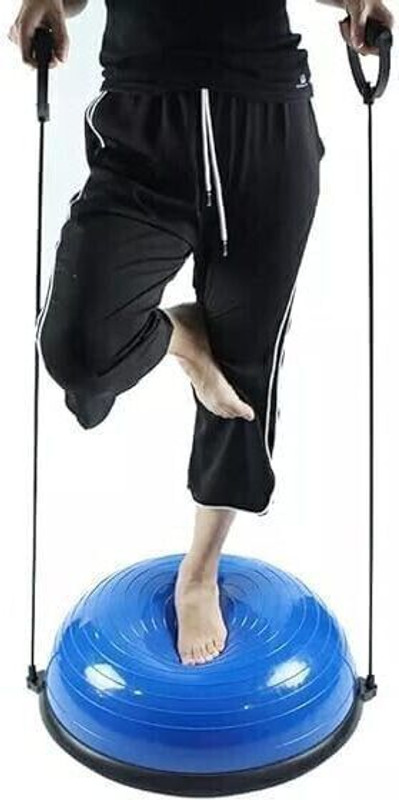 Shopeleven Balance Ball for Exercise, Resistance Bands Foot Pump, Inflatable Yoga Bosu Ball Gym Ball(With Pump)
