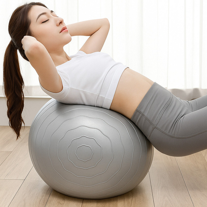 Ginoya Brothers Exercise & Balance – 65cm Anti-Burst Stability & Posture Training – (Grey) Gym Ball(With Pump)