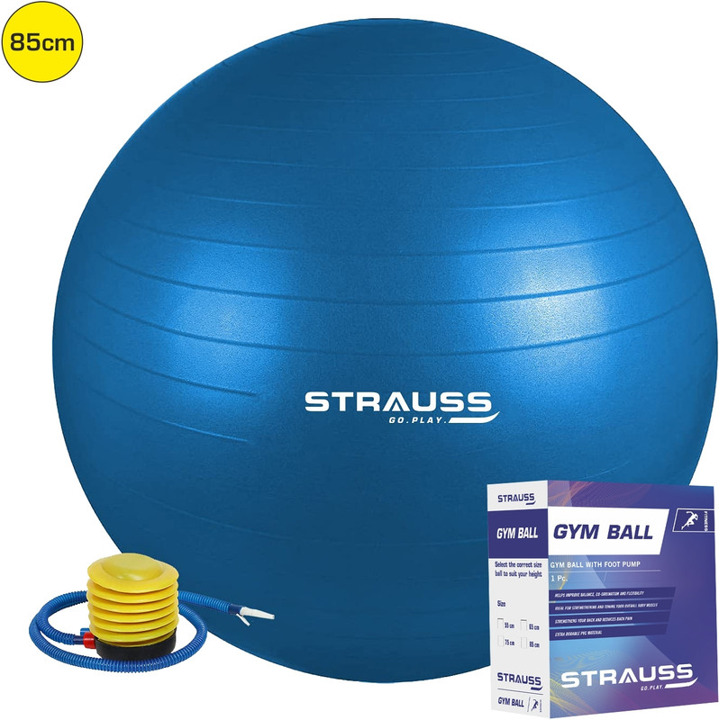 MAPACHE Anti-Burst Yoga Ball with Pump | Gym Ball for Exercise & Fitness (45cm , Blue) Gym Ball(With Pump)