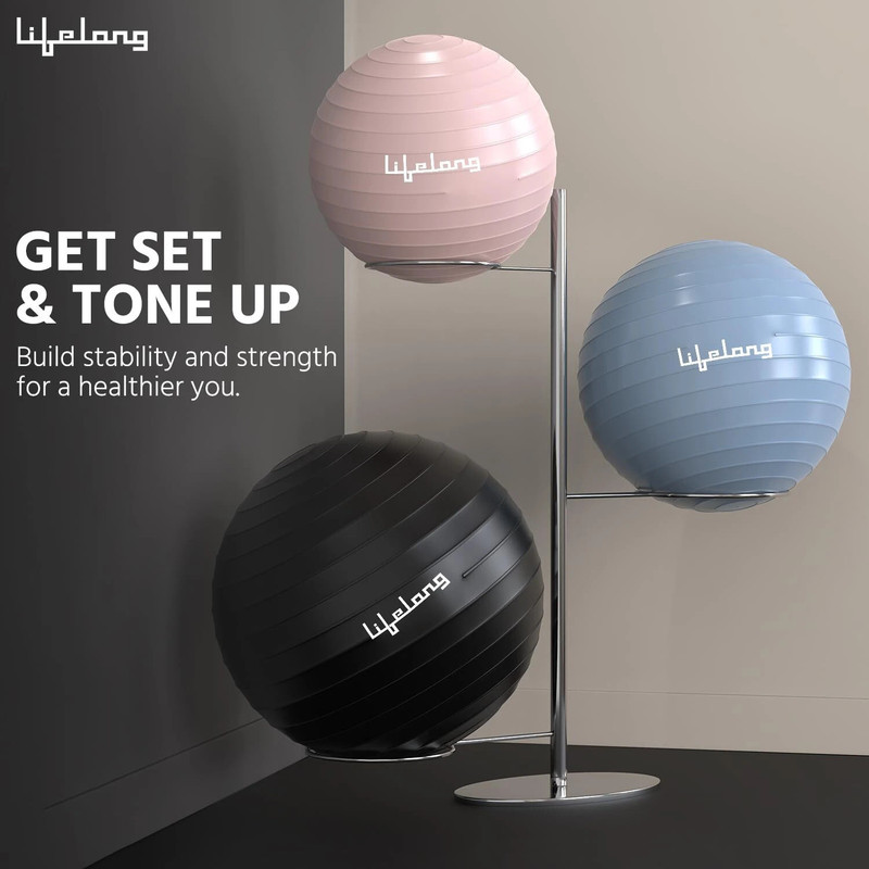 Lifelong LLFAGB55B Exercise Gym Ball|Yoga Ball for Women & Men|Exercise Ball for Training Gym Ball(With Pump)