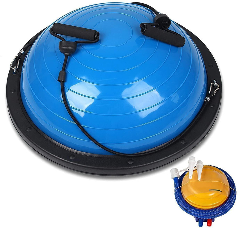 GJSHOP Exercise Ball, Balance Ball with Resistance Bands, Half Ball Balance Trainer Gym Ball(With Pump)