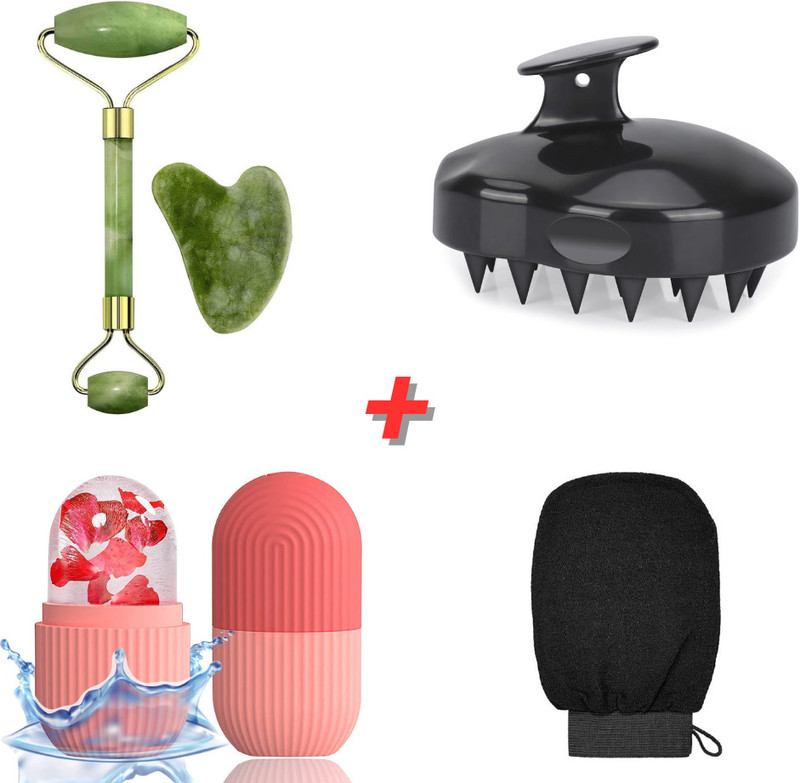 CartEase Corner Facial Jade Roller | Scalp Massager | Dead Skin Removal Bath Glove | Ice Roller