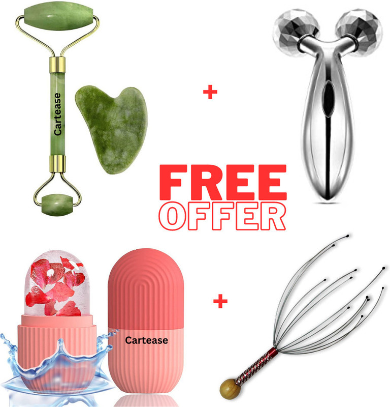 CartEase Corner Ice Roller For Face, Facial Jade Roller 3D Body Massager With Head massager