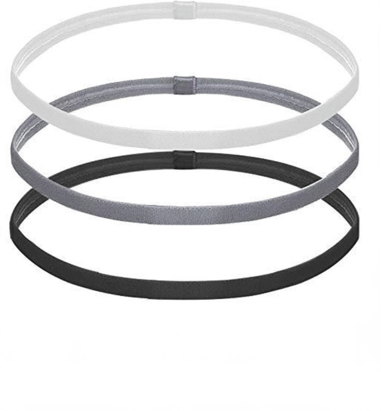 Seeotwo 3 Pieces Thick and Slim Non-Slip Elastic Sports- Athletic Skinny Hair Hair Band(Black, White, Grey)