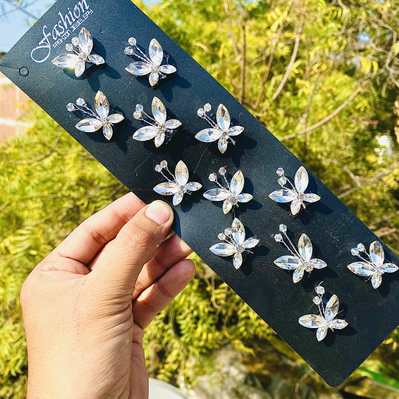 blush bella hair beads butterfly welcro stick 12 pc hair decoration hair accessories Hair Tattoo/Sticker(White)