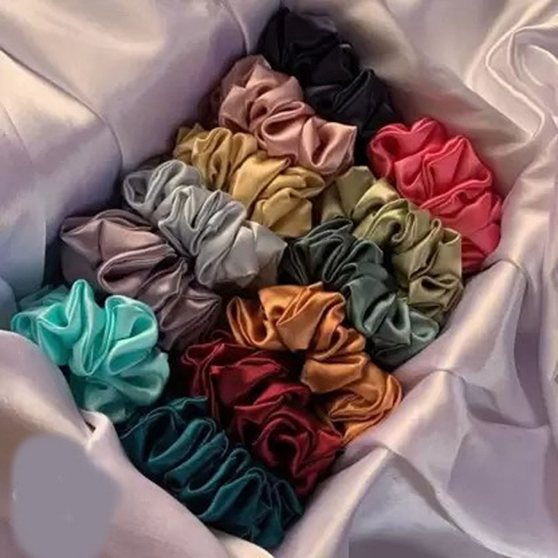 RiSidhi 12Pcs Satin Soft Hair Scrunchies Scrunchy/Crunchy Hair Hair Bands, Rubber Band Hair Band(Multicolor)
