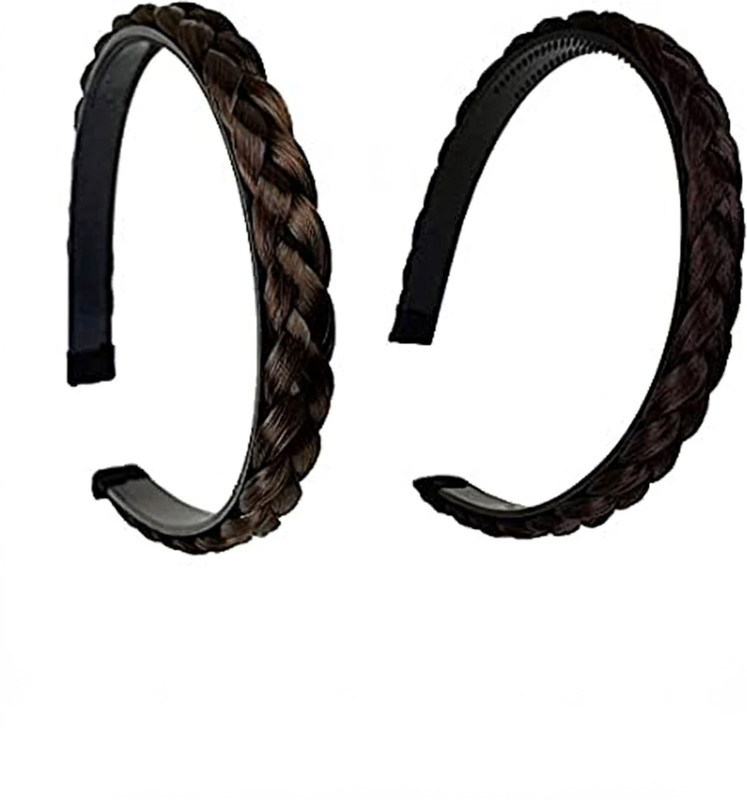ASG 2 Pcs Synthetic Braided / Head Accessories Combo Hair Band(Black, Brown)