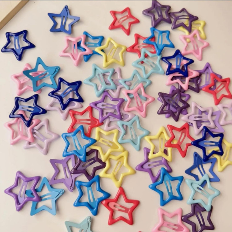 Giggles Boo 20 Pcs Star Tic Tac Hair Clips for Kids, Multicolour Clips for Girls Tic Tac Clip(Multicolor)