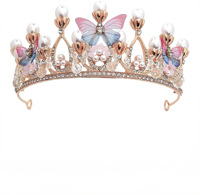 Barivamatic Crystal Tiara Wedding Crown For Bride with Rhinestones Comb For Woman and Girls Hair Band(Gold)