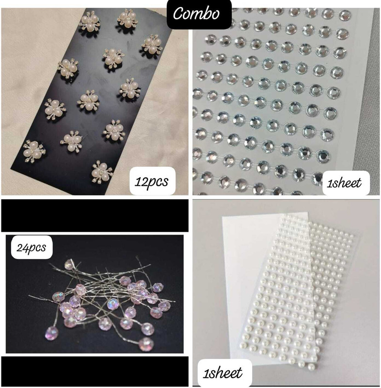 KVY COLLECTION Hair accessorie for women wedding&girls hair pearls,hair clips,juda pins(combo) Hair Accessory Set(Multicolor)