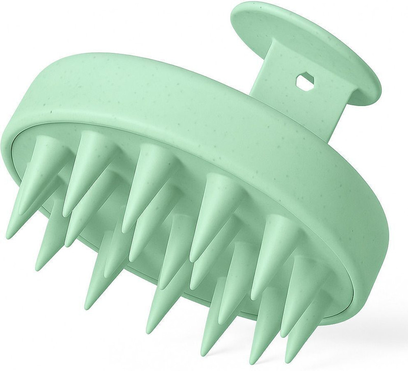 RUGY Scalp Massager Shampoo Brush, Eco-friendly Wheat Straw body with Soft Silicon Hair Accessory Set(Green)